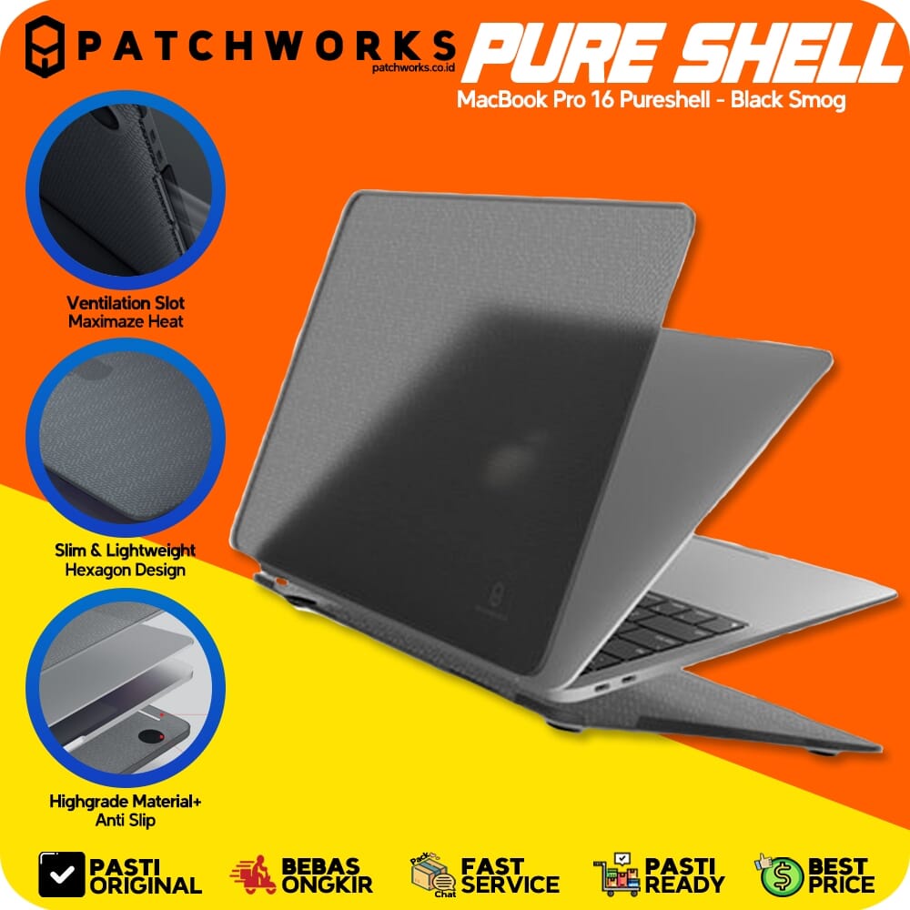 Patchworks MacBook Pro 16 Pureshell Black Smog Casing Anti Crack