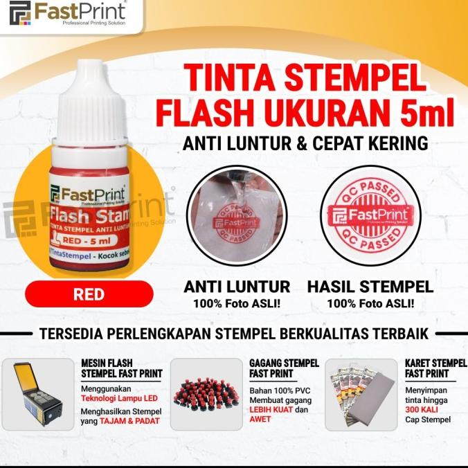 

Tinta Stempel Flash Fast Print Warna Merah (Red Ink) 5Ml