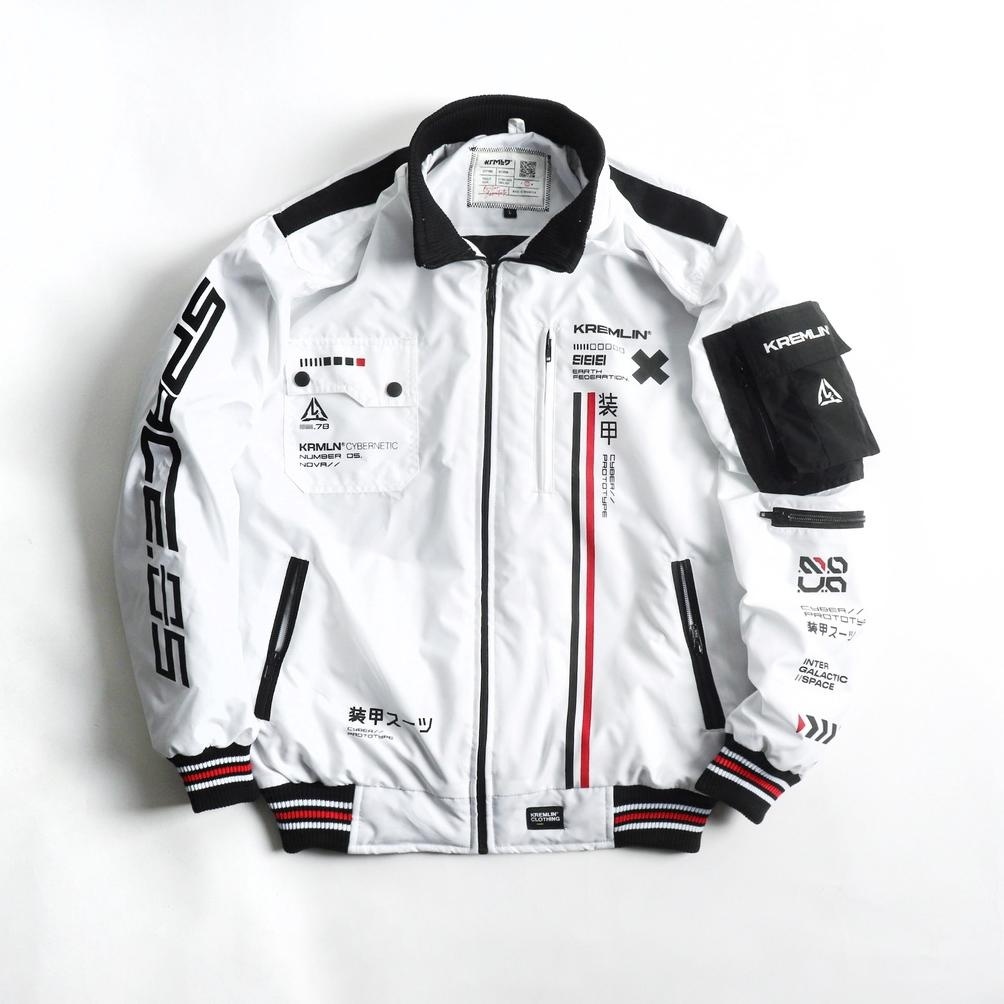 Jaket Motor Pria Keren Waterproff Bomber Space Putih Nova