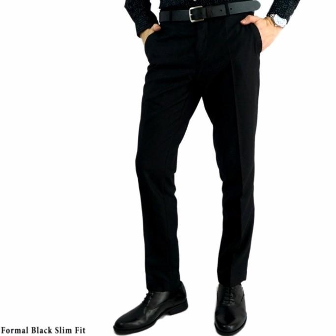 TERBARU BOSS CELANA PANJANG FORMAL HITAM SLIMFIT RJB STRETCH 
