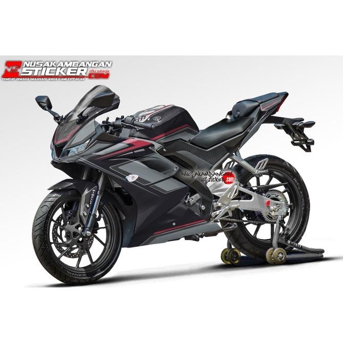 Decal Motor Sticker Motor Yamaha R15 V3 Hitam Grafis Merah 002
