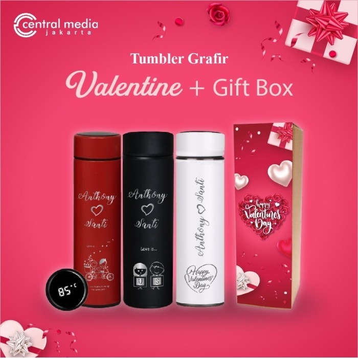 

SIAP KIRIM Tumbler Valentine Custom Nama + Gift Box Hampers Kado Hadiah Valentine madalinsecollect