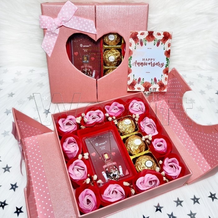 

SIAP KIRIM Kado Emas Antam 0,1gr & Kalung Love u/Valentine, Birthday, Anniversary madalinsecollect