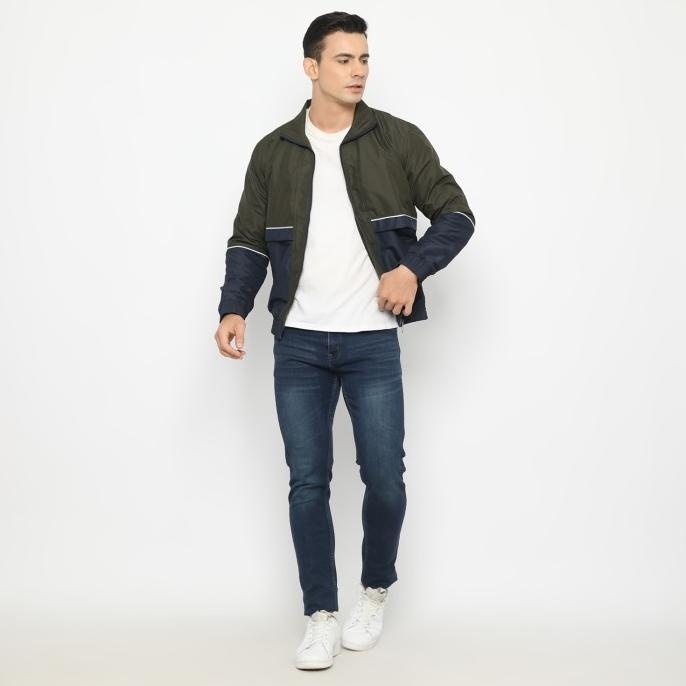 TERBARU D&F JAKET PRIA UNISEX PARASUT BIKER - OLIVE NAVY 