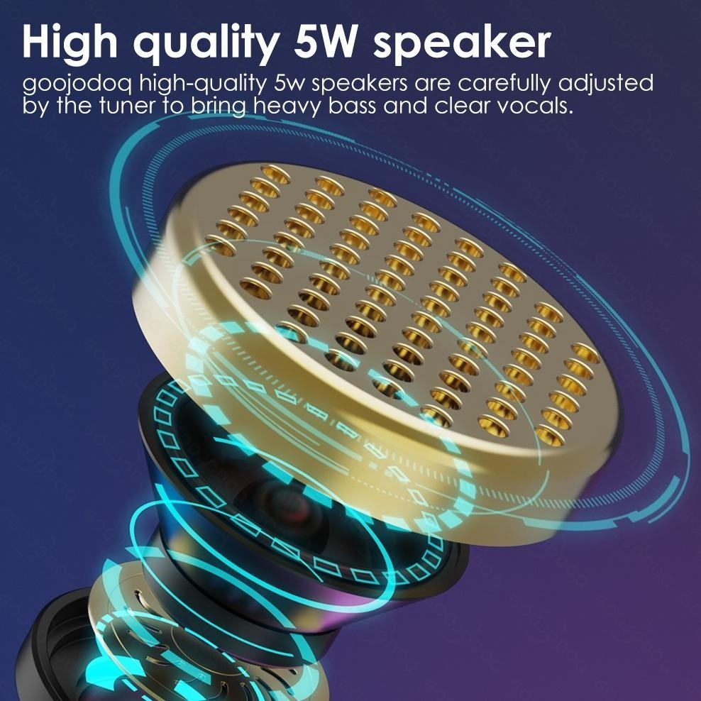 GOOJODOQ Speaker Bluetooth Portable Speaker Stereo Mini led HiFi Wireless Speaker