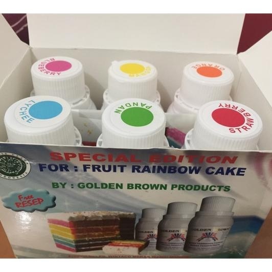 

Golden Brown Pasta Rainbow Cake Pewarna Isi 6 Macam Warna Pelangi