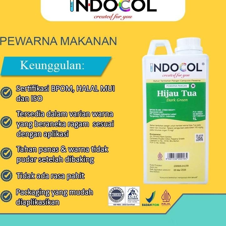 

Pewarna Cair Indocol Hijau Tua (1 Liter)