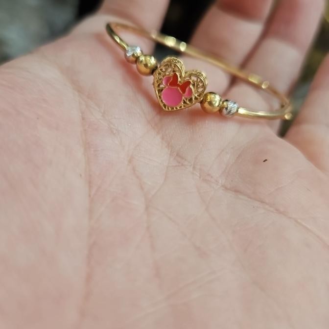 TERBARU BANGLE GELANG BULAT ANAK DISNEY UBS MICKEY MINNIE MOUSE 375 EMAS ASLI 