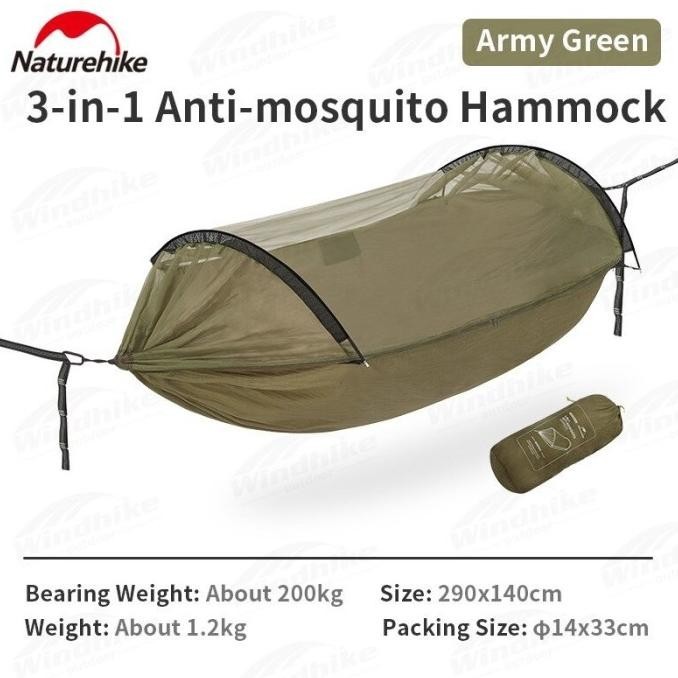 HAMMOCK 3 IN 1 ANTI MOSQUITO NATUREHIKE CNH22HJ001/HAMMOCK ANTI NYAMUK
