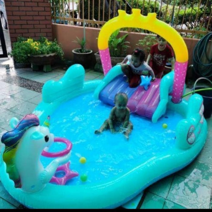 ✅Baru Kolam Renang Besar Ada PerosotanRenang 4-5 Anak Saat Renang Dirumah Terbaru