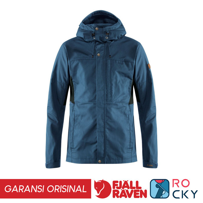 ✅New Jaket Fjallraven Kaipak Jacket Men Color Uncle Blue - Dark Grey Size S Terbatas