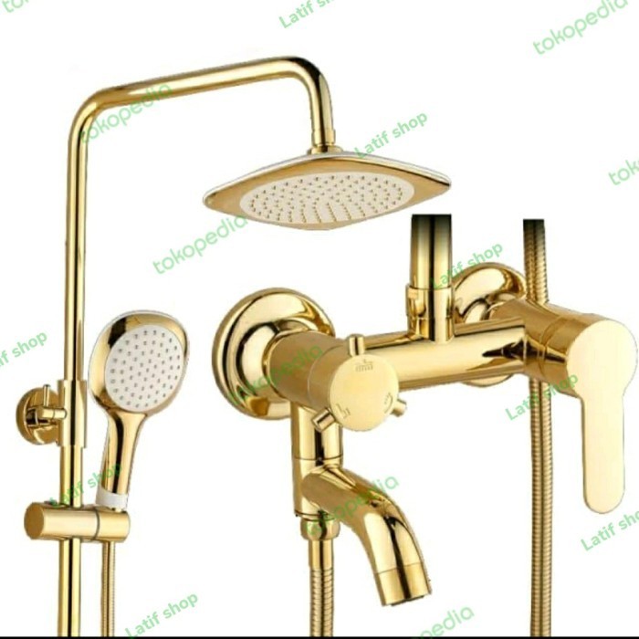 [New Ori] Shower Set GoldShower Tiang Set Panas Dingin Gold.Shower Panas Dingin Berkualitas