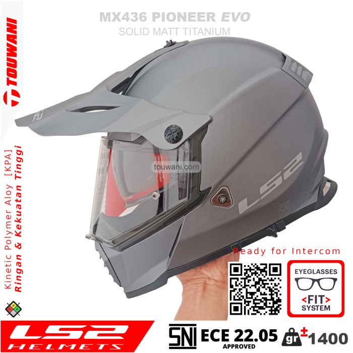 [Ori] Helm Ls2 Mx436 Pioneer Evo Solid Matt Tianium Limited