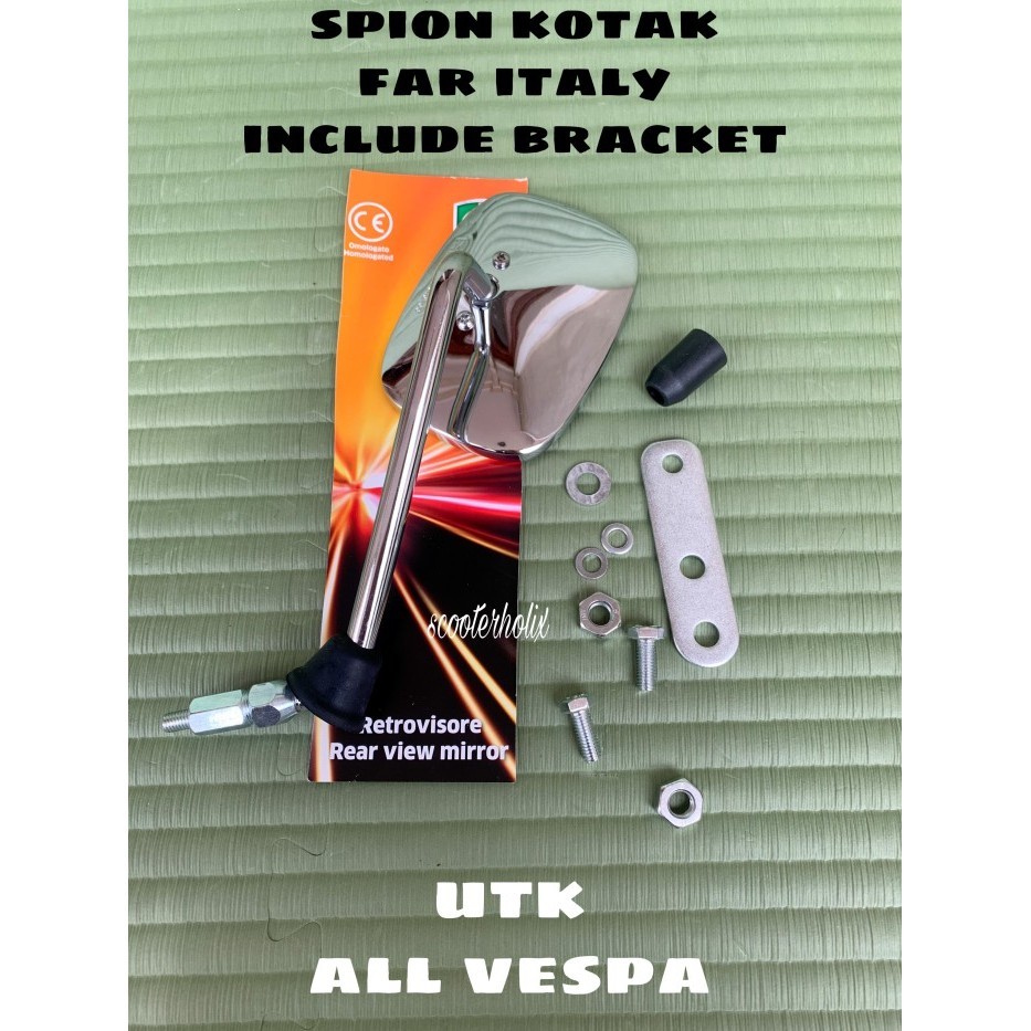 [New] Spion Chrome Kotak Far Italy Include Bracket Utk Semua Tipe Vespa Terbaru