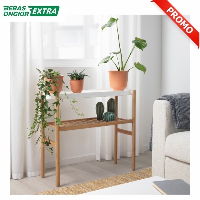 [New] Ori Rak Standing Pot Tanaman Cantik Bahan Bambu Indoor 70Cm Diskon