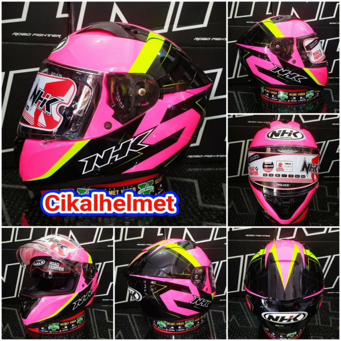 [Ori] Nhk Helm Gp Prime Motif Penza Pink Yellow Fluo  Nhk Gp Original Berkualitas