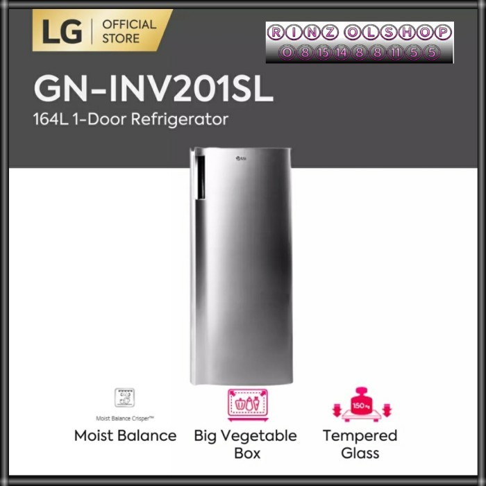 [Baru] Kulkas Lg Gn-Inv201 Sl Inverter 1 Pintu Refrigerator Diskon