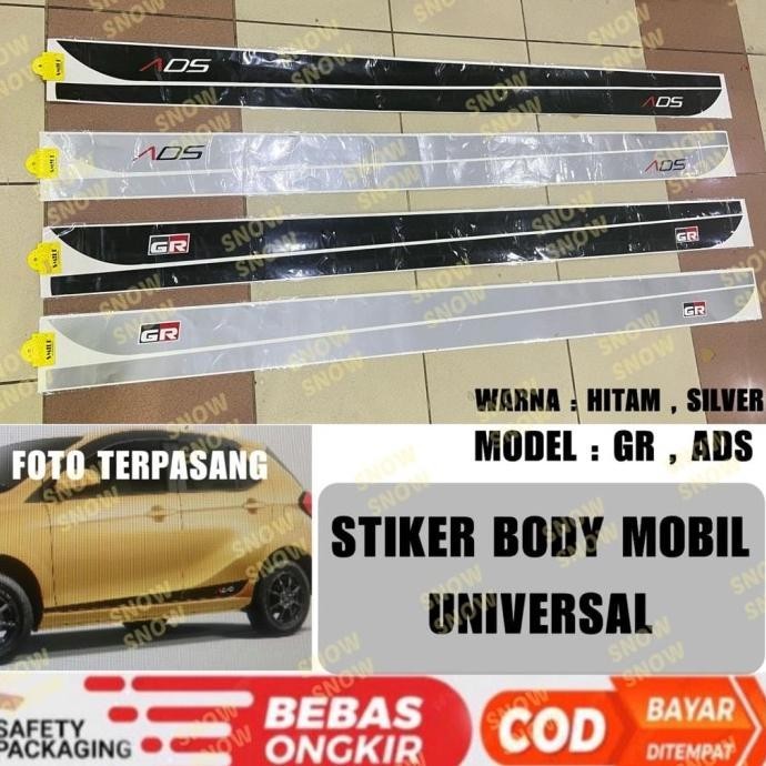 Stiker Body Samping GR ADS Agya Ayla Mobil Universal Hitam Silver