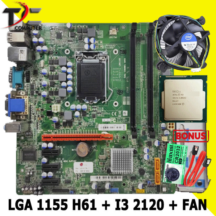 Paket HEMAT Mobo Intel LGA 1155 H61 LG / OEM Plus Processor I3 2120