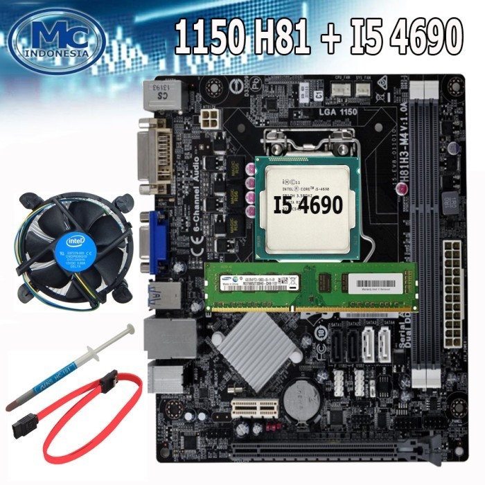 Mainboard / mobo H81 1150 Ecs + Processor core i5