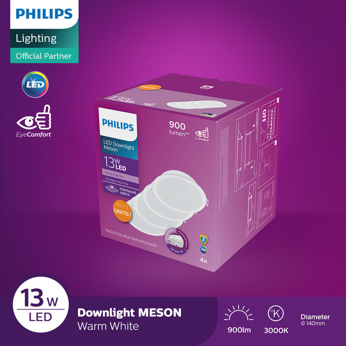 Lampu Philips Downlight Isi 4, 59464 MESON 125 13W  - Kuning