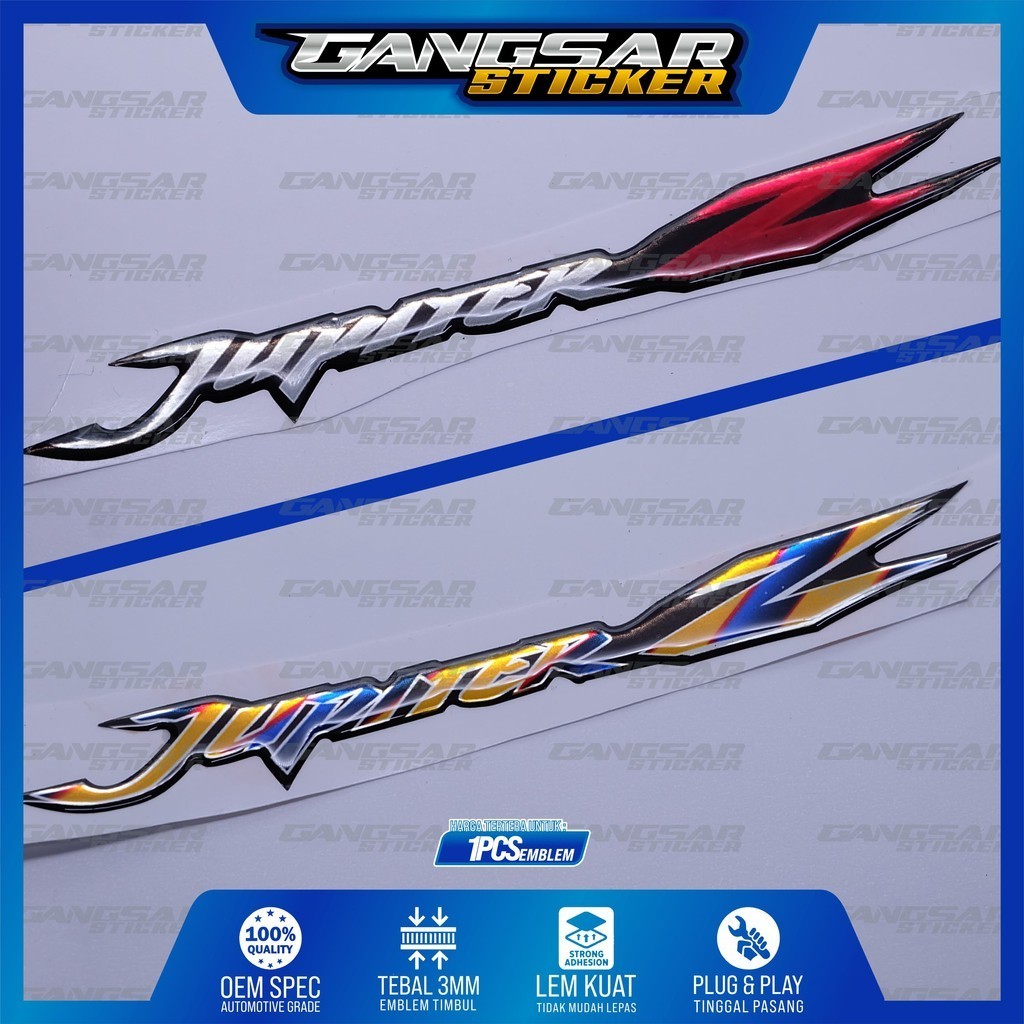 Emblem yamaha jupiter z / emblem timbul jupiter / emblem titanium jupiter z / stiker logo jupiter z 
