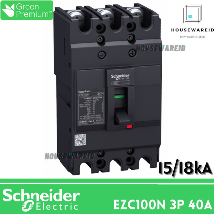 [New Ori] Mccb 3P 40A 3Phase 40 Ampere Schneider Easypact Ezc100N3040 Original Berkualitas