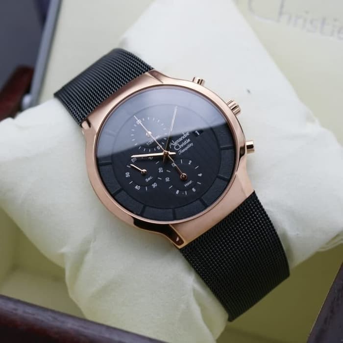 ✅New Alexandre Christie 6245Mc / Ac6245 Black Rosegold Original  Garansi Berkualitas