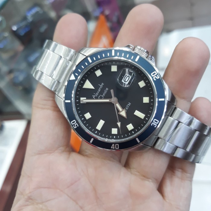 ✅Ori Jam Tangan Pria Alexandre Christie 6446 Silver Blue Tudor Desain Diskon