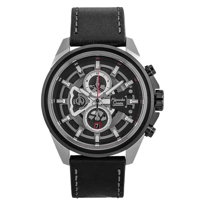 ✅New Ori Alexandre Christie 6504 Mc Pria Chronograph Original [Silver/Black] Diskon