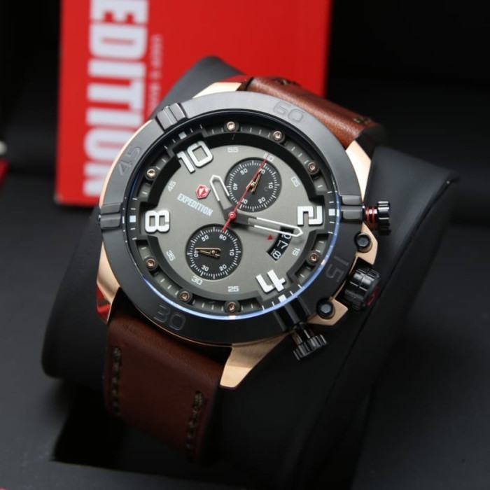 ✅New Ori Expedition Pria E6763 / E 6763 Rosegold Brown Original Diskon