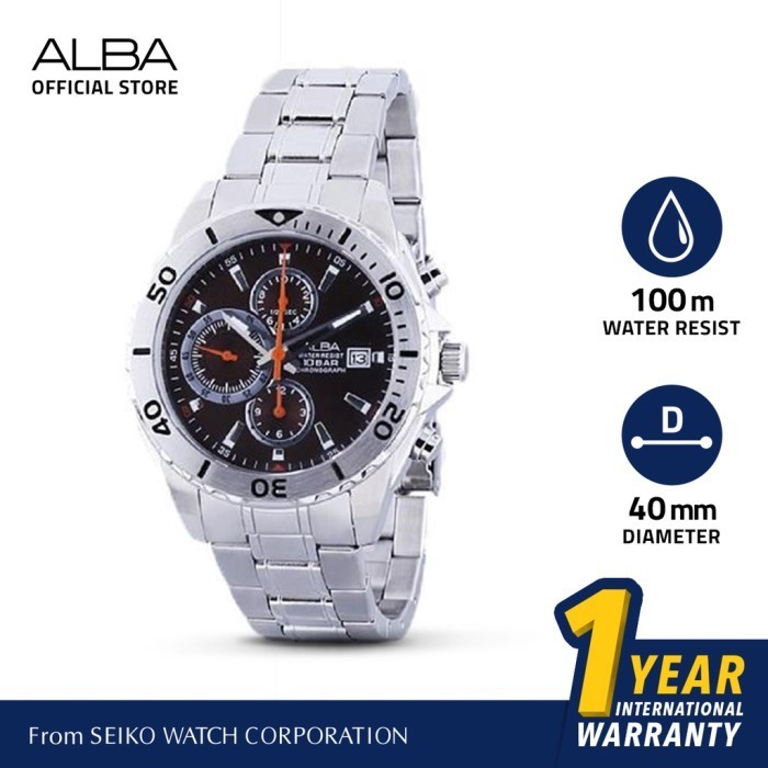 ✅New Ori Jam Tangan Pria Alba Active Quartz Stainless Af8M95 Af8M95X1 Ori Limited