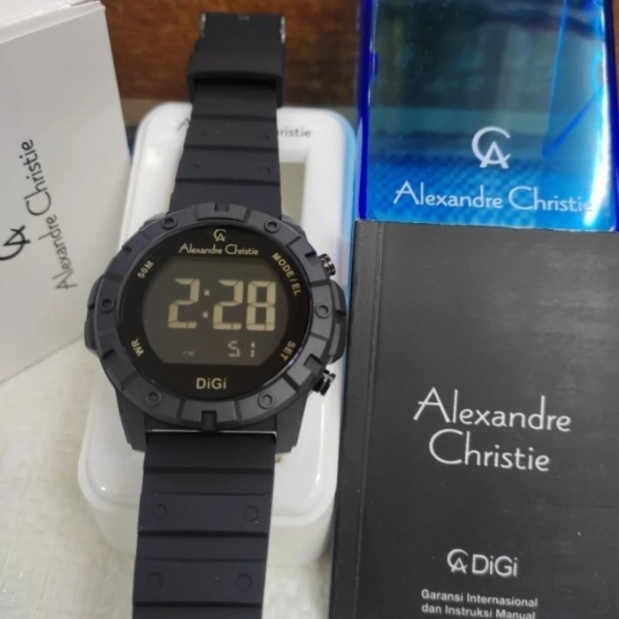 ✅Original Jam Tangan Pria Original Alexandre Christie Ac9364Mh Digi All Black Limited