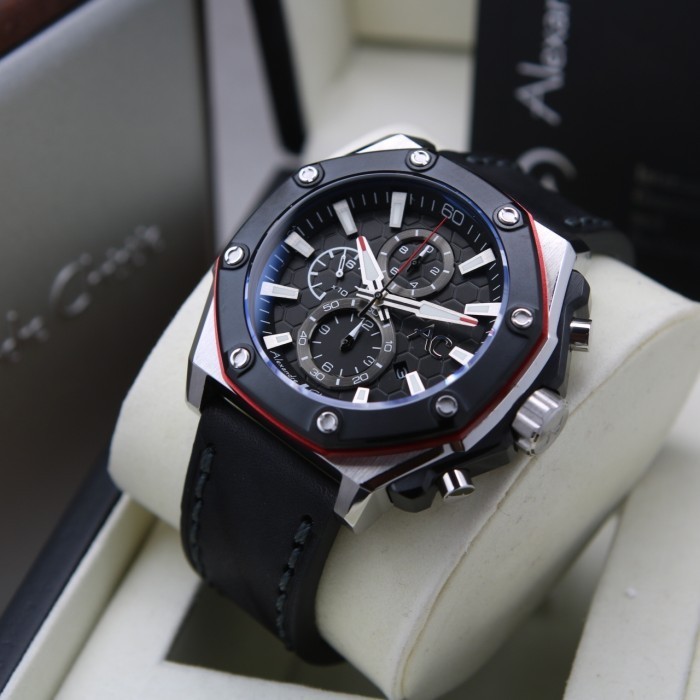 ✅Original Alexandre Christie Ac 9601 Silver Black Leather. Original Limited