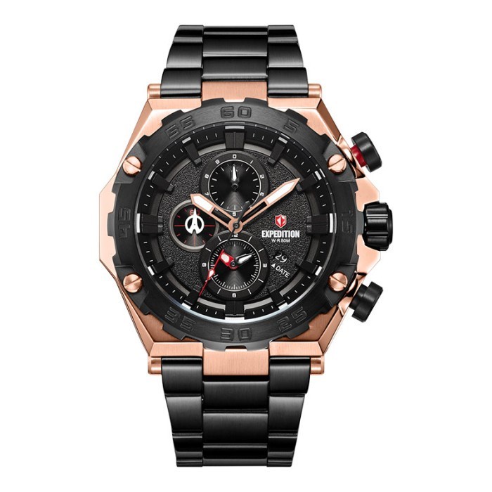 ✅Original Jam Tangan Expedition Pria E6797 / 6797 Original - Black Rosegold Limited