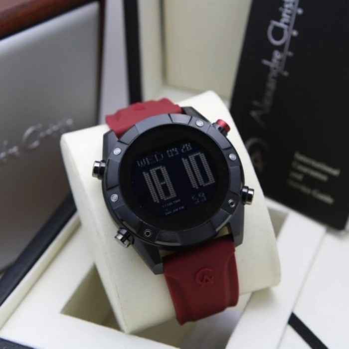 ✅New Ori Alexandre Christie Ac 9372 Black Red Ac9372 Pria OriginalRubber Terbaru