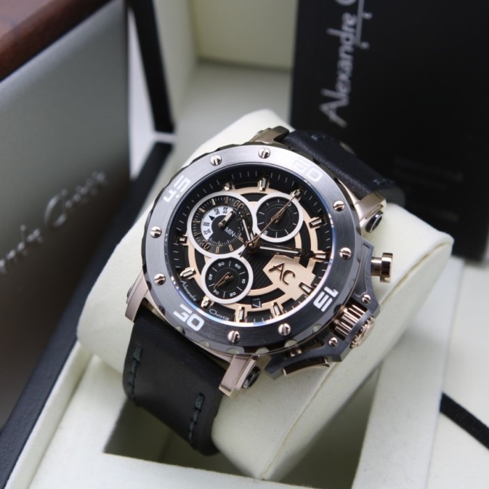 ✅Original Jam Tangan Pria Alexandre Christie Ac 9205 Ac9205 Black Soft Gold Klt Terbaru