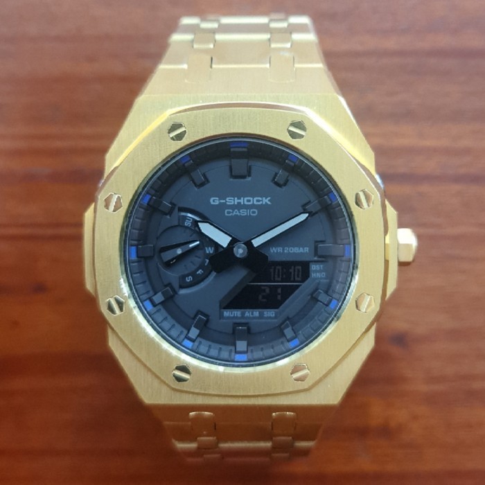 ✅Sale Casioak Ga2100 Mod Gold With Blue Dot Diskon
