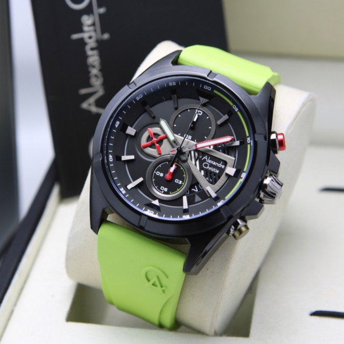 ✅Original Jam Tangan Pria Alexandre Christie Ac 6592 Ac6592 Light Green Black Limited