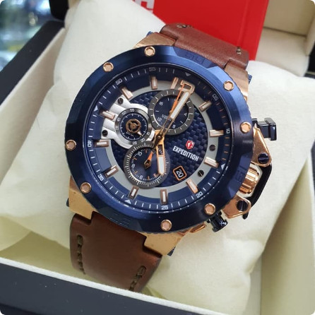 ✅Termurah Expedition E6751 / 6751 - Jam Tangan Pria Original-Rosegold Blue Brown Terbaru