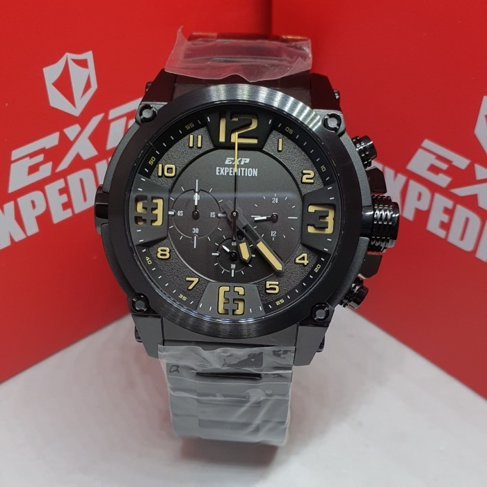 ✅Ready Expedition E6605/ 6605M Chronograph Hitam Index Coklat  Pria  Diskon