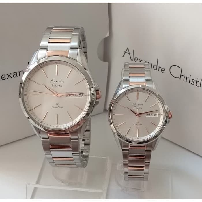 ✅Termurah Jam Tangan Pasangan Alexandre Christie Ac 8592 Me Le Silver Rosegold Limited