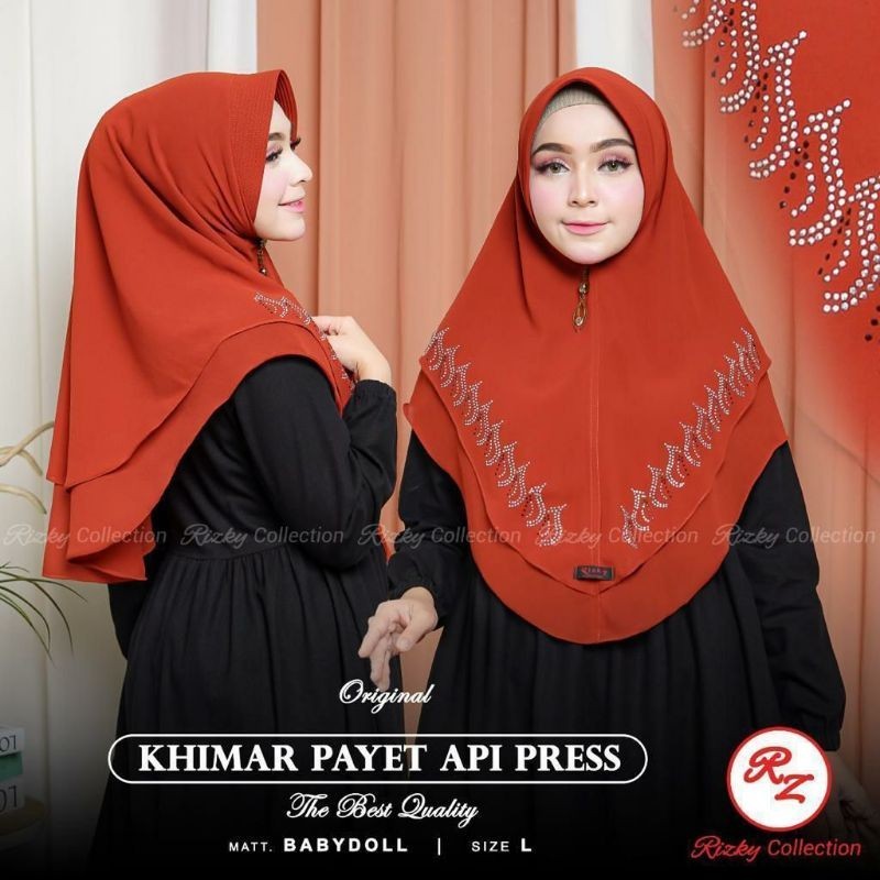 Khimar 2 layer size L payet press ceruty babydoll