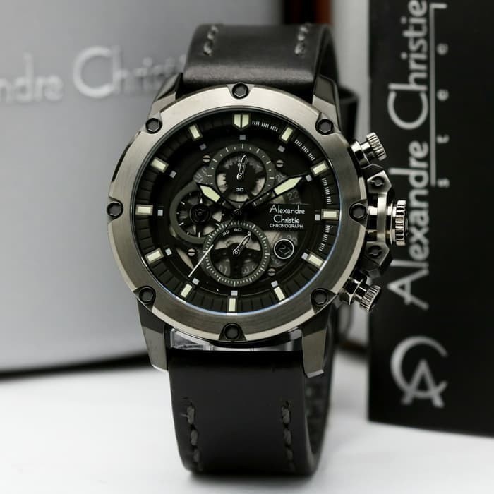 ✅Ori Jam Tangan Alexandre Christie Pria Ac 6416 Original - Full Black Terbaru