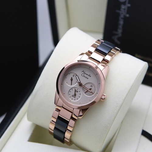 ✨Baru Alexandre Christie Wanita Ac 2A27 / Ac2A27 Rosegold Blac Garansi Resmi Terbatas