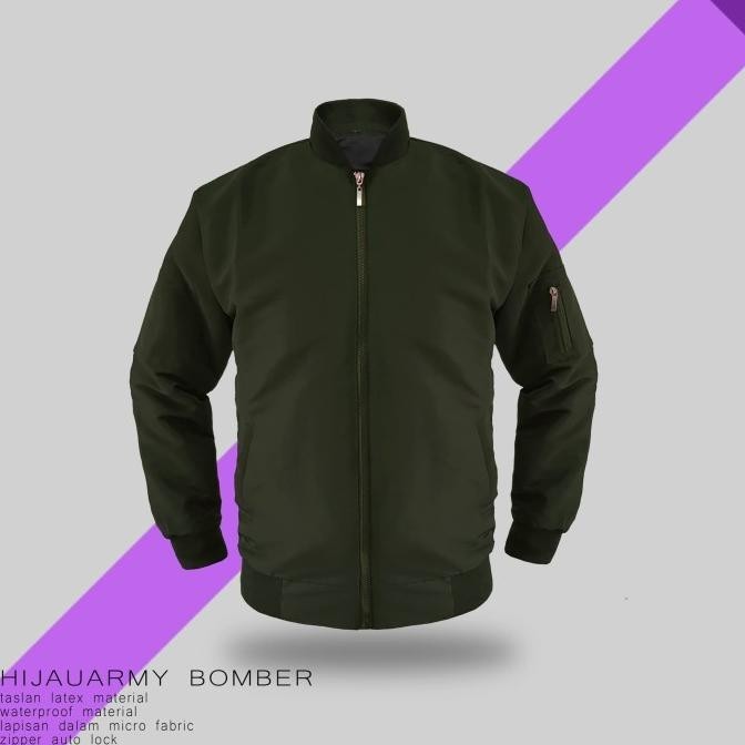 Jaket Bomber Hijau Army Taslan