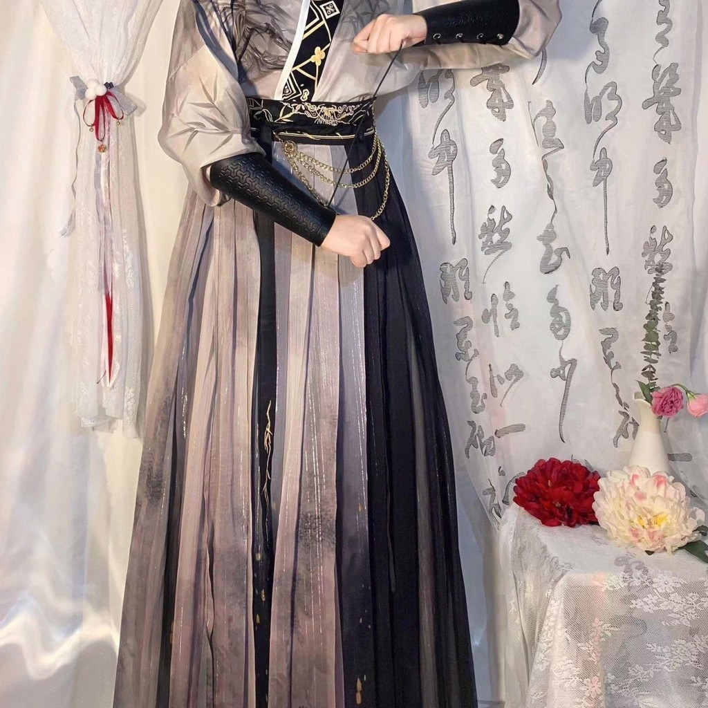 Lukisan Tinta Pria dan Wanita, Hanfu Gaya Pinggang Keren Harian