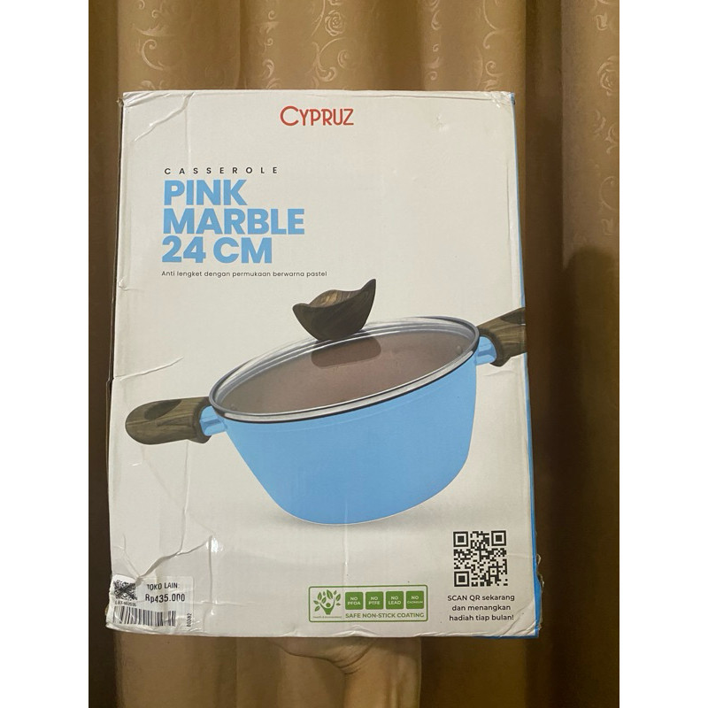 Cypruz Casserole Pan Pink Marble 24Cm