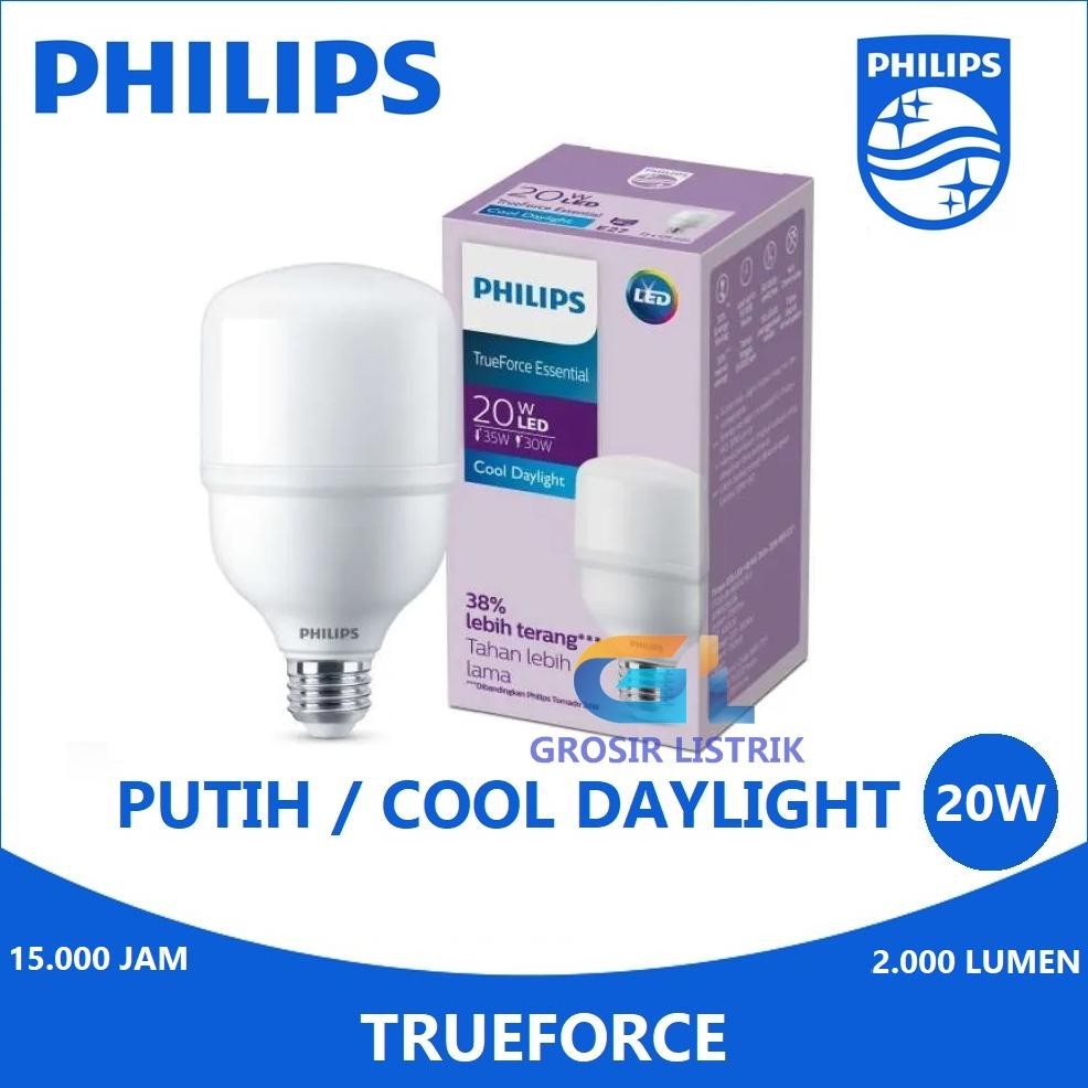 Terlaris Lampu Philips Led Trueforce Ess 20W Putih Cool Daylight 6500K Essential (20 Watt 20 W 20Wat