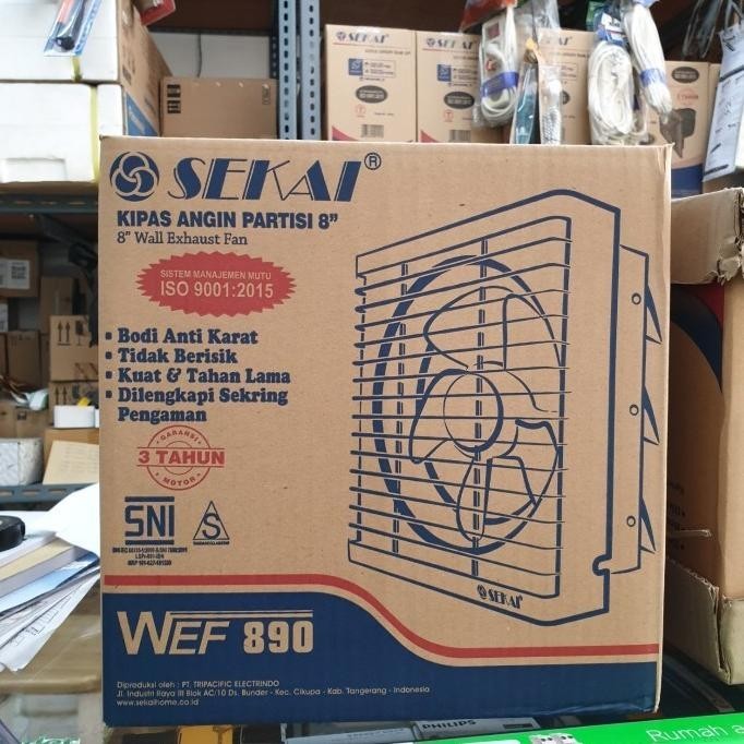 EXHAUST FAN DINDING SEKAI WEF 890 WALL EXHAUST FAN HEXOS 8" 8INCH